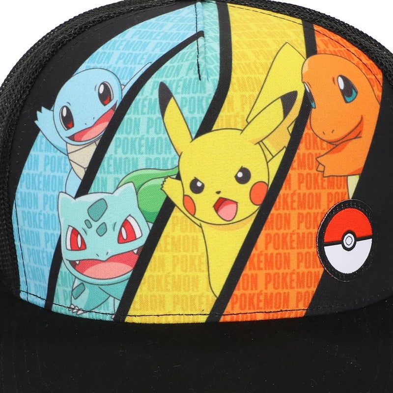 Bio World Pokemon Multicharacter Mesh and Microfiber Youth Baseball Hat Black - Image 3